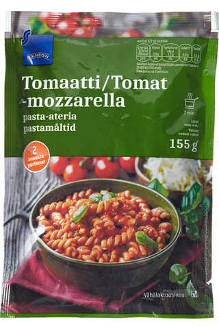 Rainbow Pasta-ateria tomaatti-mozzarella 155 g, 2 annosta - Ruoan hinta
