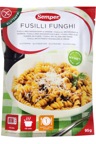 Semper 95g Fusilli Funghi pastaa, metsäsieniä ja kermaa gluteeniton kuiva  pasta-ateria - Ruoan hinta